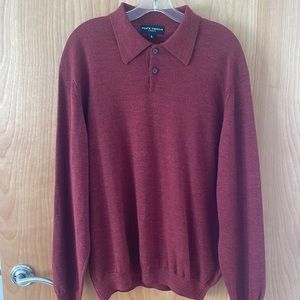 Ponte Vecchio Italy Red Wool Long Sleeve Collared Pullover  Sweater Mens XL